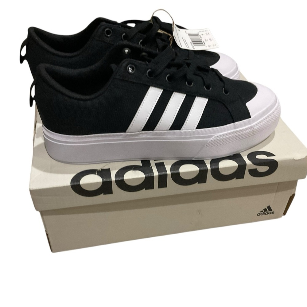 adidas Women's Black and White Platform Canvas Sneakers